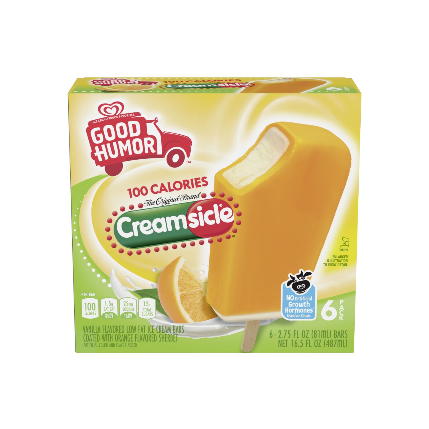 Good Humor, Creamsicle Vanilla & Orange Ice Cream Bars, 6 ct, 2.75 oz