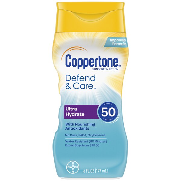Coppertone Defend & Care Ultra Hydrate Sunscreen Lotion Broad Spectrum, 6 OZ
