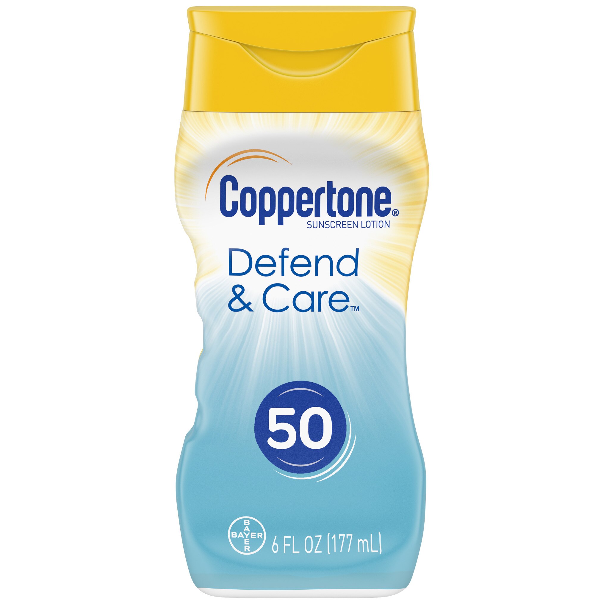 Coppertone Defend & Care Clear Zinc Sunscreen Broad Spectrum SPF 50 Lotion, 6 OZ