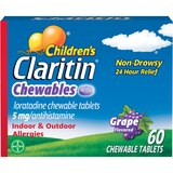 Claritin Children's Non-Drowsy 24HR Allergy Relief Chewable Tablets, Grape, thumbnail image