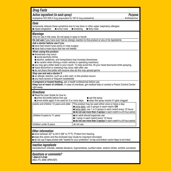 Astepro 24HR Steroid Free Allergy Relief Spray, Azelastine HCl