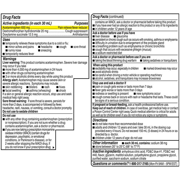 Coricidin HBP Maximum Strength Night Cold & Flu Liquid, Sugar Free, 12 OZ
