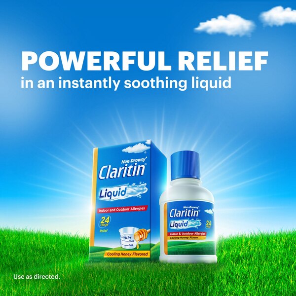 Claritin 24HR Non Drowsy Liquid Allergy Syrup, Cooling Honey, 2.7 OZ