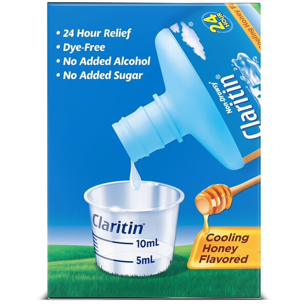 Claritin 24HR Non Drowsy Liquid Allergy Syrup, Cooling Honey, 8 OZ