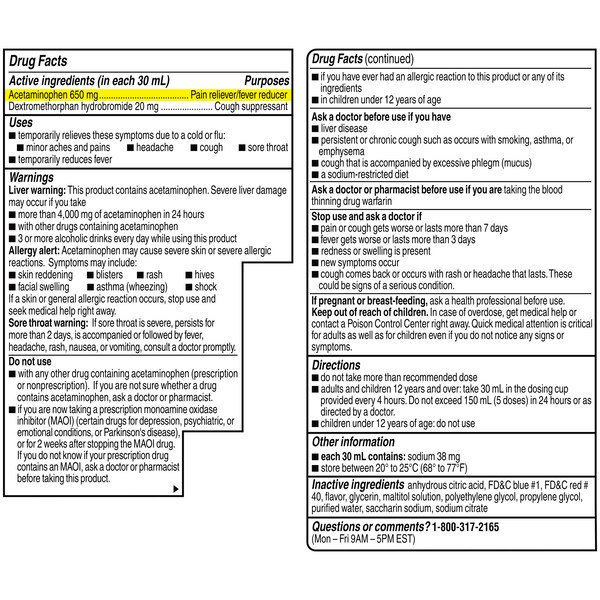 Coricidin HBP Maximum Strength Cold, Cough & Flu Liquid, 12 OZ