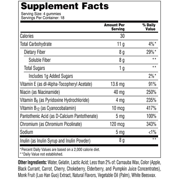 MiraFIBER Gummies, Daily Prebiotic Fiber Supplement, 72 CT