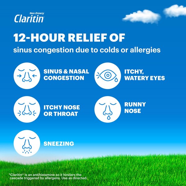 Claritin-D 12 Hour Non-Drowsy Indoor & Outdoor Allergies, Allergy & Congestion Extended Release Tablets