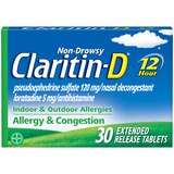 Claritin-D 12 Hour Non-Drowsy Indoor & Outdoor Allergies, Allergy & Congestion Extended Release Tablets, thumbnail image