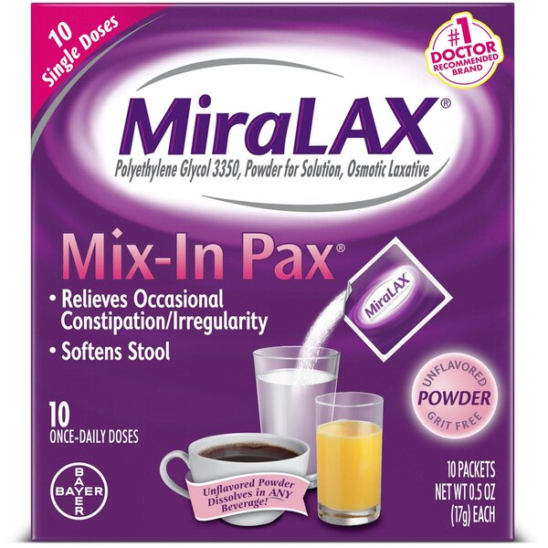 MiraLAX Mix-In Pax Single Dose Packets, Unflavored