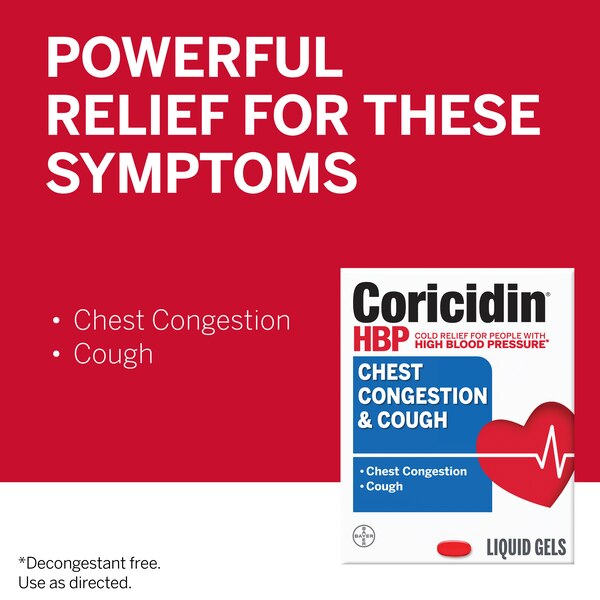 Coricidin HBP Chest Congestion & Cough Softgels, 20 CT