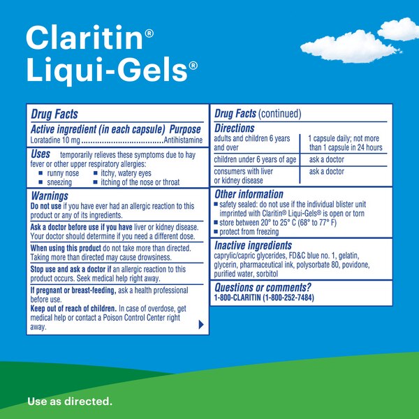 Claritin 24HR Non Drowsy Allergy Relief Liqui-Gels
