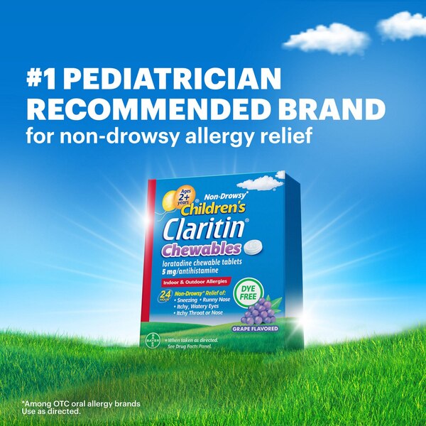 Claritin Children's Non-Drowsy 24HR Allergy Relief Chewable Tablets, Grape