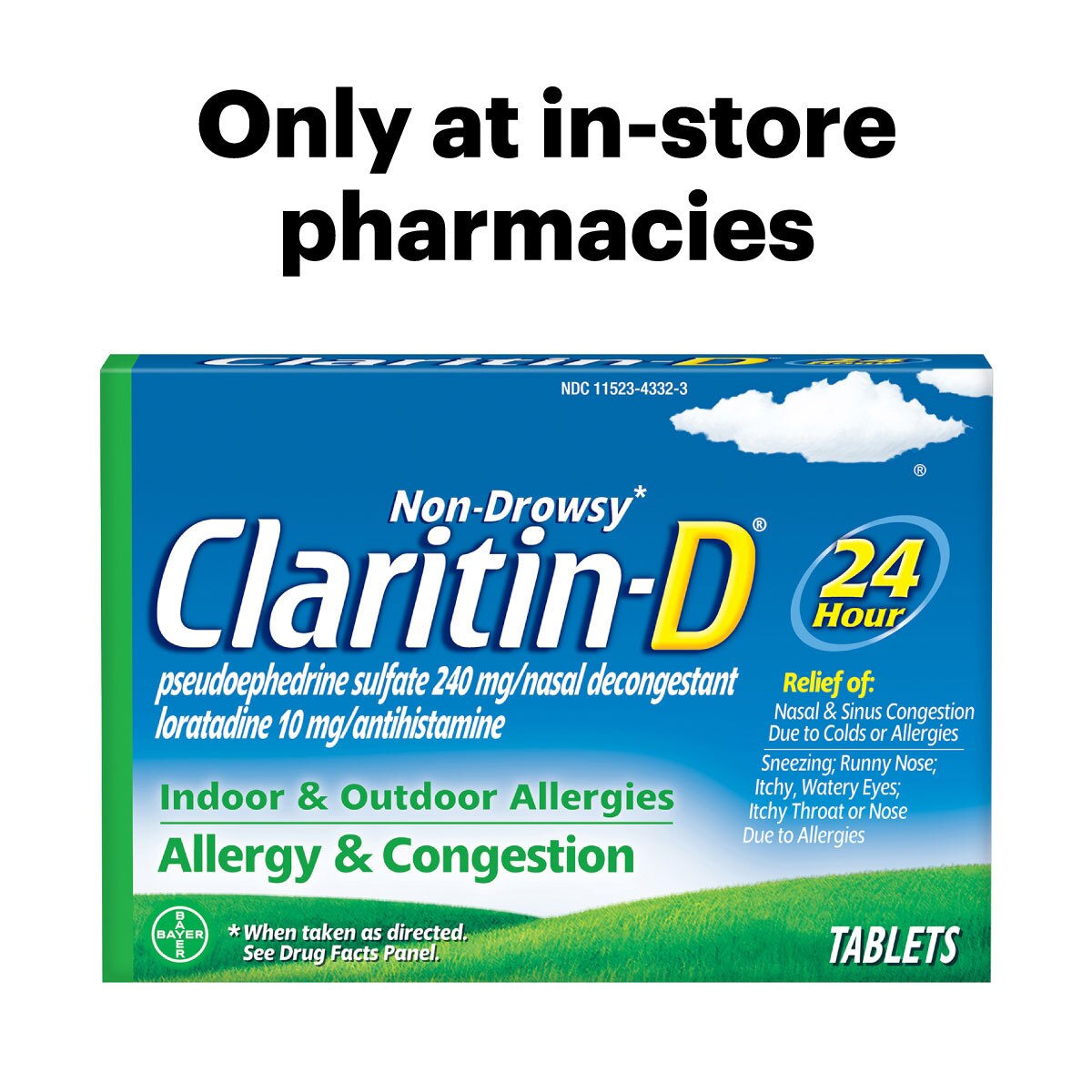 Claritin-D 24 Hour Non-Drowsy Indoor & Outdoor Allergies, Allergy ...