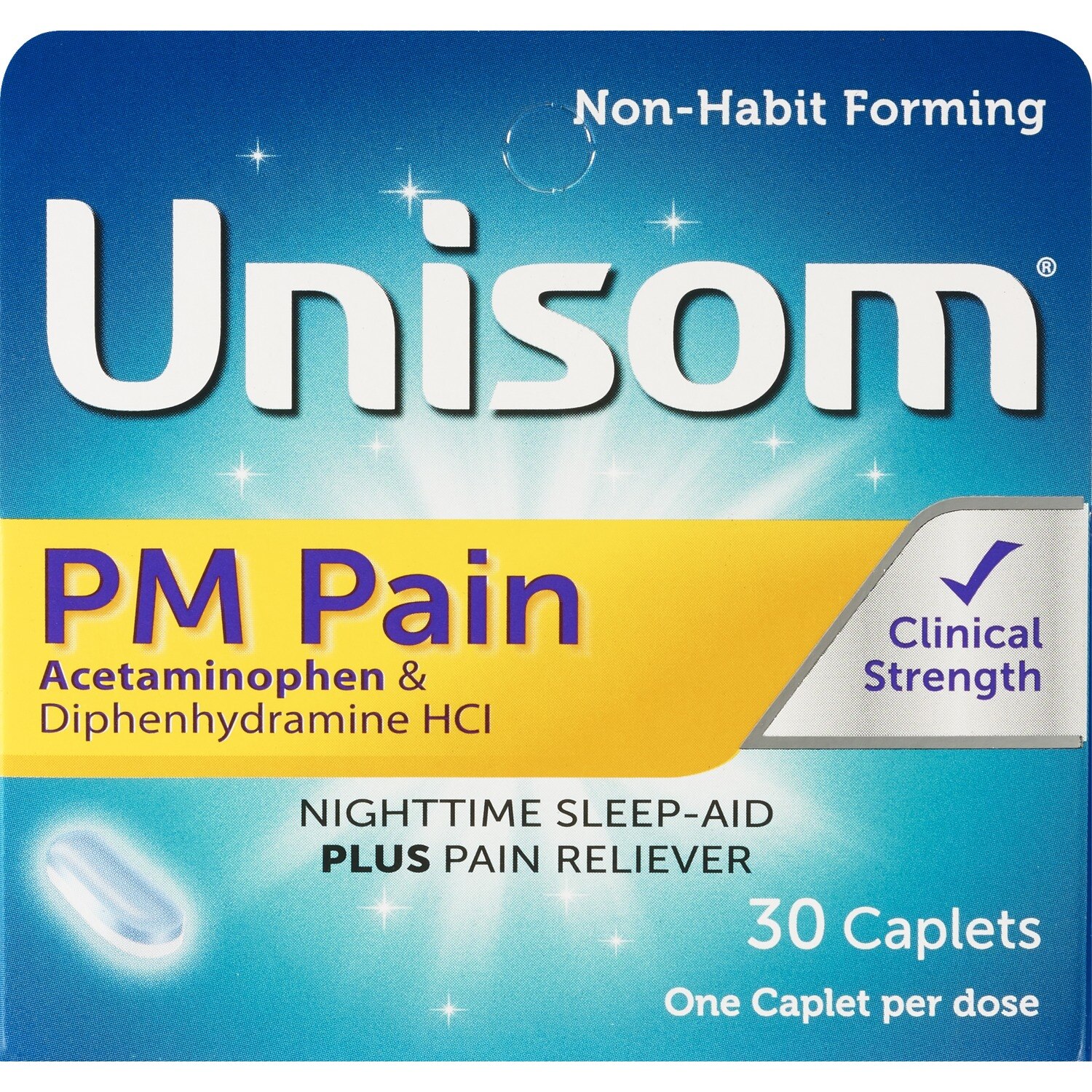 Unisom PM Pain - Ayuda para dormir y analgésico, acetaminofén y clorhidrato de difenhidramina, 30 u.