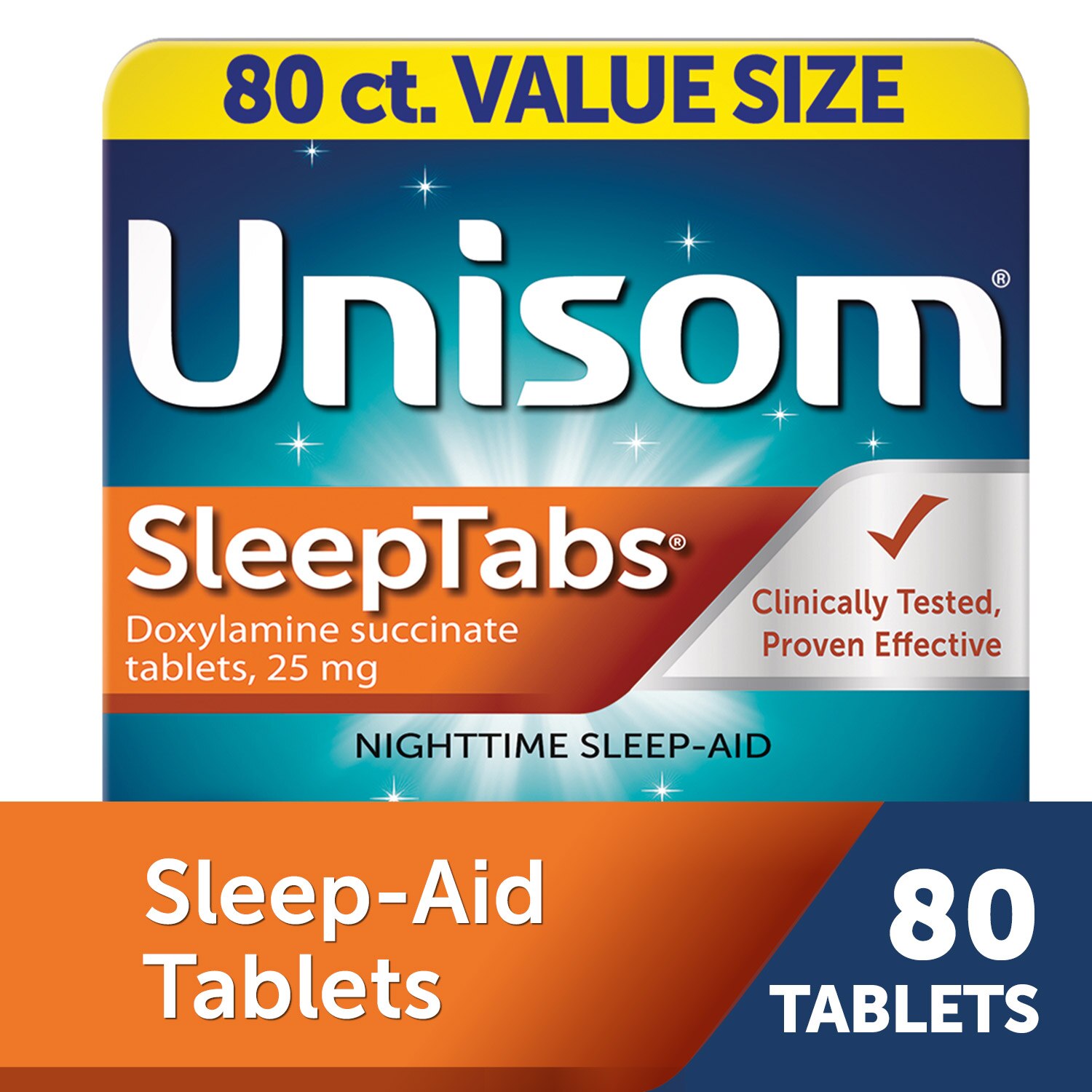 Unisom SleepTabs Tablets, Sleep-Aid, Doxylamine Succinate, 80 CT