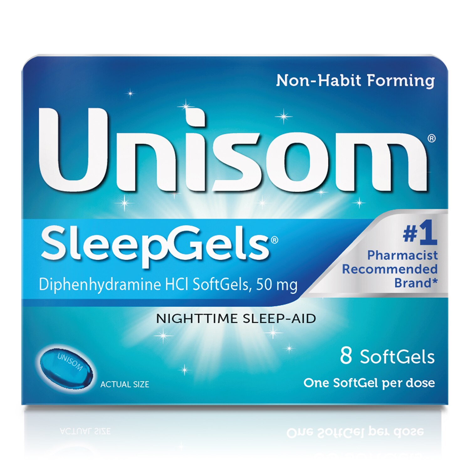 Unisom SleepGels SoftGels, Sleep-Aid, Diphenhydramine HCI, 8 CT