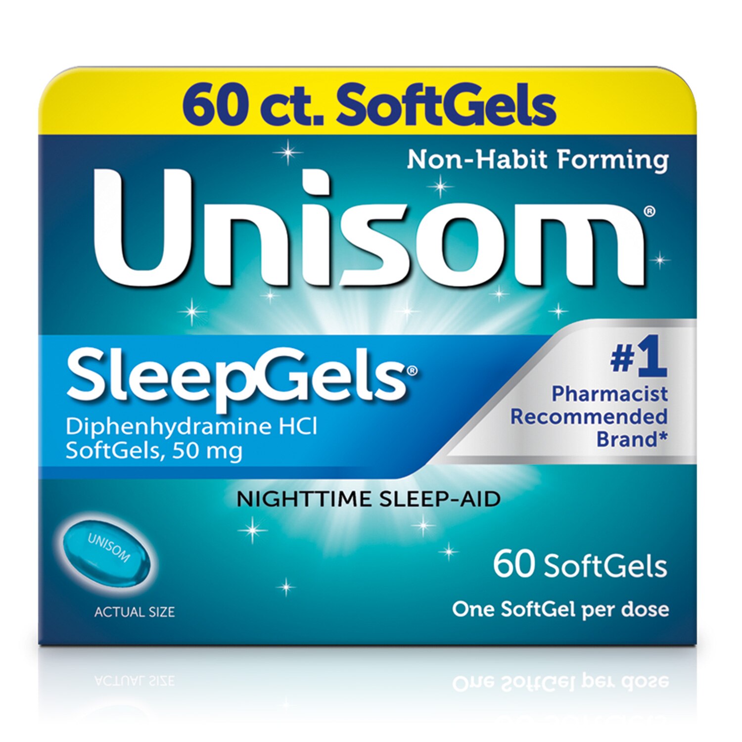 Unisom SleepGels SoftGels, Sleep-Aid, Diphenhydramine HCI, 60 CT