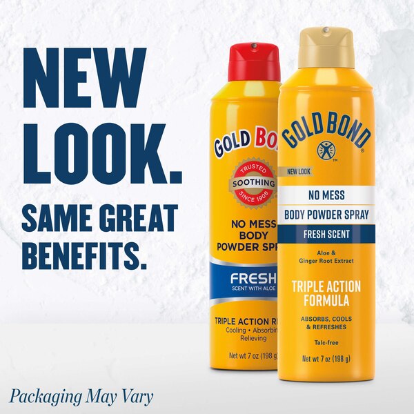 Gold Bond Soothing No Mess Body Powder Spray, Fresh Scent With Aloe, 7 OZ