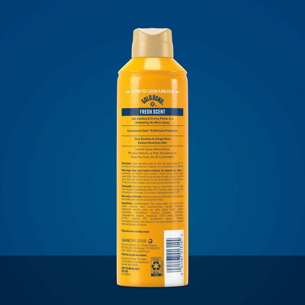 Gold Bond Soothing No Mess Body Powder Spray, Fresh Scent With Aloe, 7 OZ
