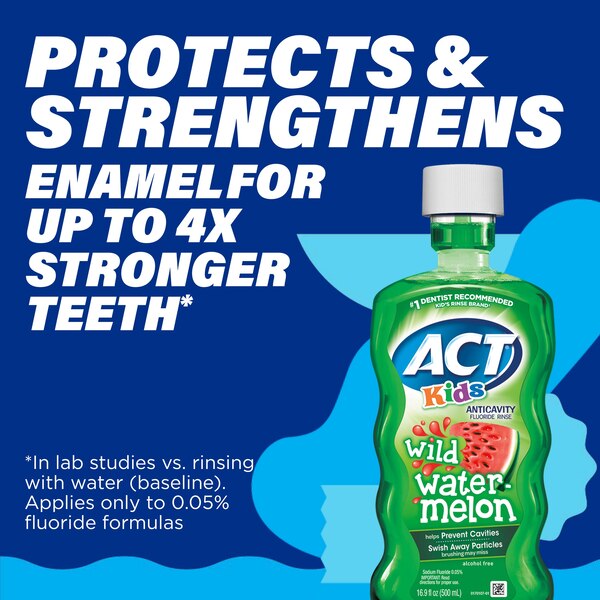 ACT Kids Anticavity Fluoride Rinse, Watermelon, 16.9 OZ