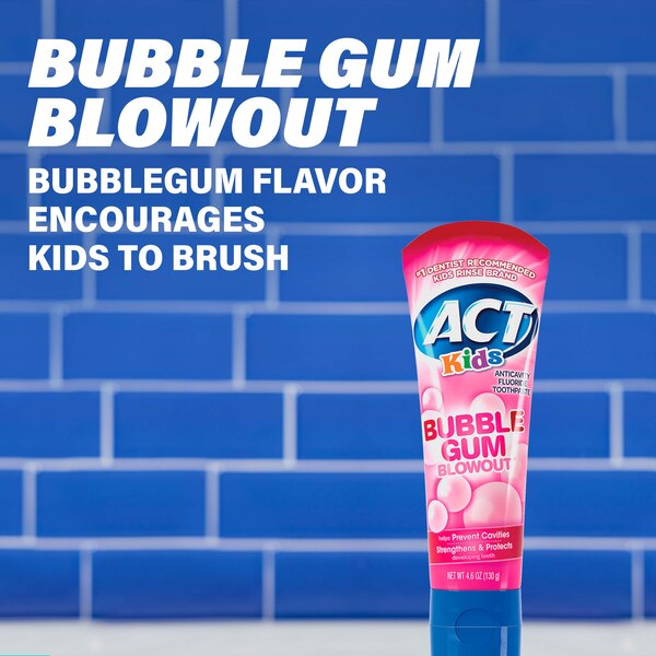 ACT Kids Anticavity Fluoride Toothpaste, Bubble Gum Blowout