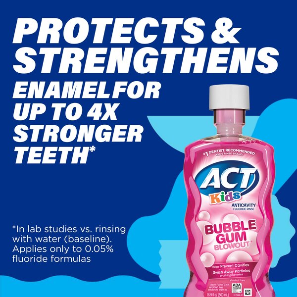 ACT Kids Anticavity Fluoride Rinse, Bubblegum Blowout, 16.9 OZ