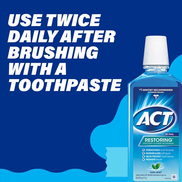 ACT Restoring Anticavity Fluoride Mouthwash, Cool Mint