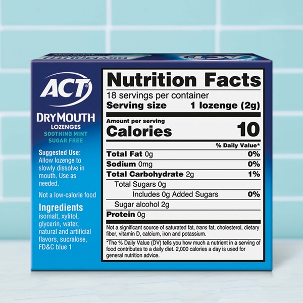 ACT Dry Mouth Lozenges with Xylitol, Soothing Mint