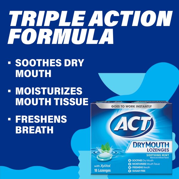 ACT Dry Mouth Lozenges with Xylitol, Soothing Mint