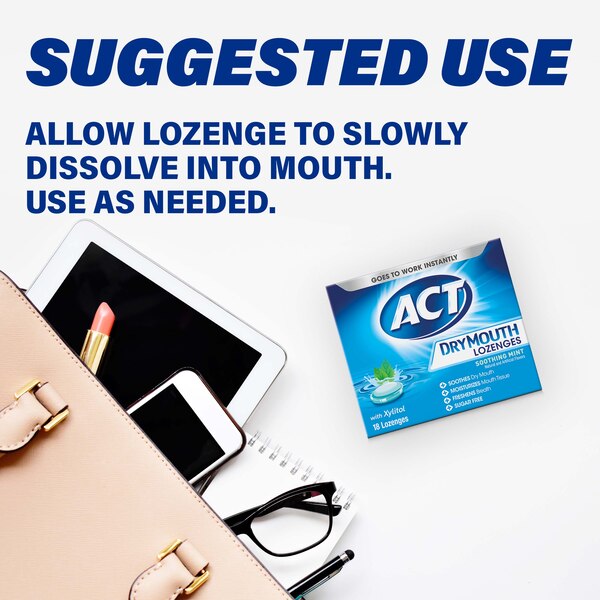 ACT Dry Mouth Lozenges with Xylitol, Soothing Mint