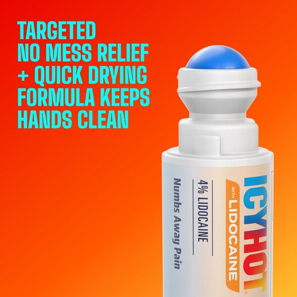 Icy Hot Max Lidocaine Pain Relief No Mess Roll-On, 2.5 FL OZ
