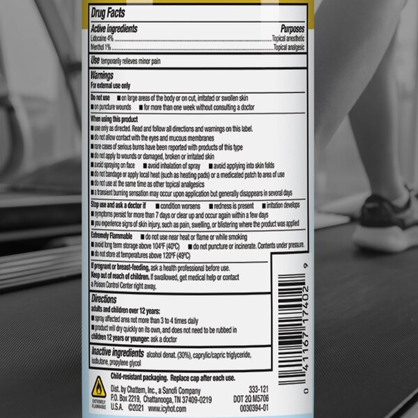 Icy Hot Max Lidocaine Pain Relief Dry Spray, 4 OZ