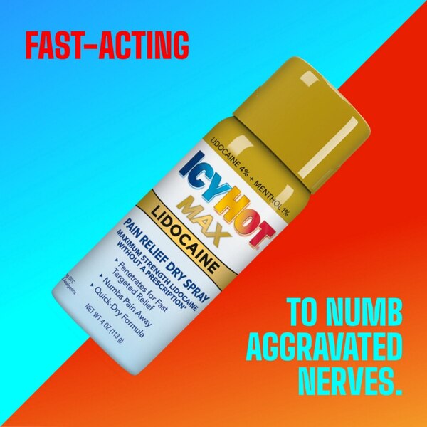 Icy Hot Max Lidocaine Pain Relief Dry Spray, 4 OZ