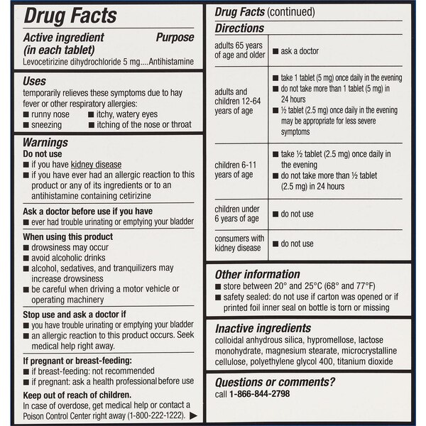 Xyzal 24HR Allergy Relief Medicine, Prescription Strength