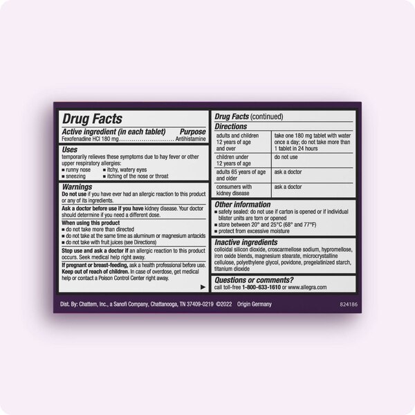 Allegra Allergy 24HR Non Drowsy Antihistamine Tablets