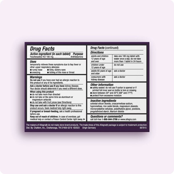 Allegra Allergy 24HR Non Drowsy Antihistamine Tablets