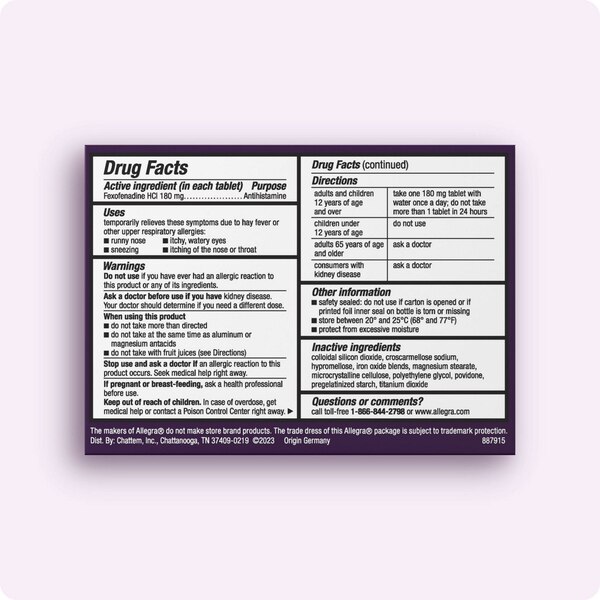 Allegra Allergy 24HR Non Drowsy Antihistamine Tablets