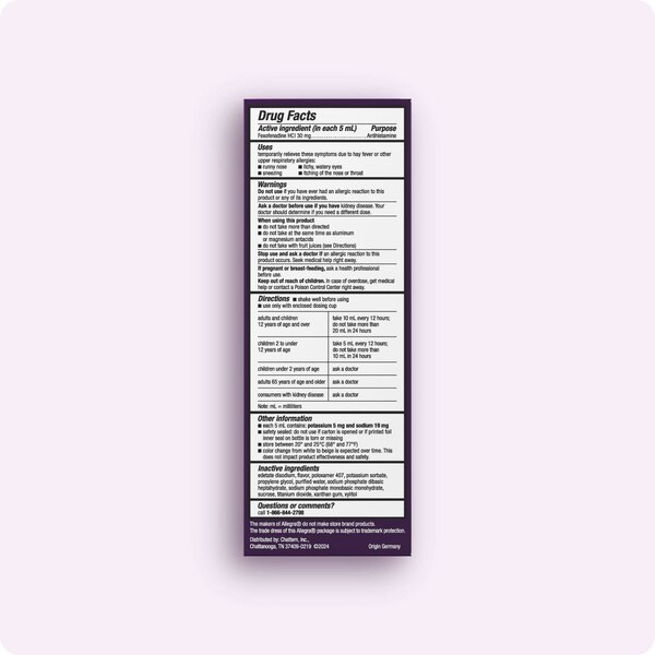 Allegra Children's 12HR Allergy Relief Liquid, Non-Drowsy, 8 OZ