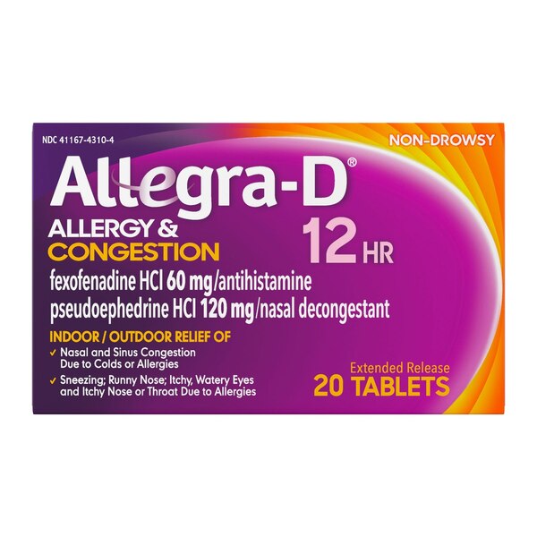 Allegra-D 12HR Allergy Relief & Decongestant Extended Release Tablets, Non-Drowsy