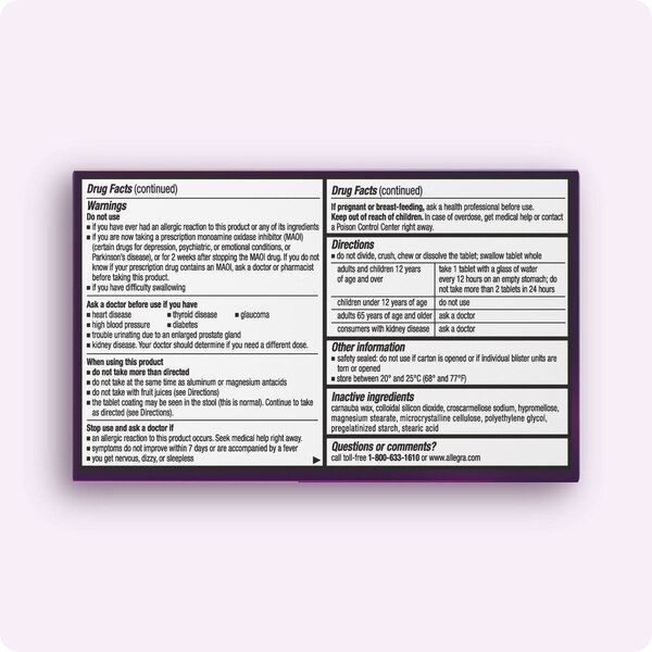 Allegra-D 12HR Allergy Relief & Decongestant Extended Release Tablets, Non-Drowsy