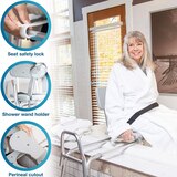 DMI Heavy-Duty Sliding Transfer Bench Shower Chair with Cut-out Seat and Adjustable Legs, Gray, thumbnail image