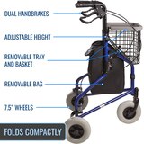 DMI 3-Wheel Aluminum Rollator Basket , thumbnail image