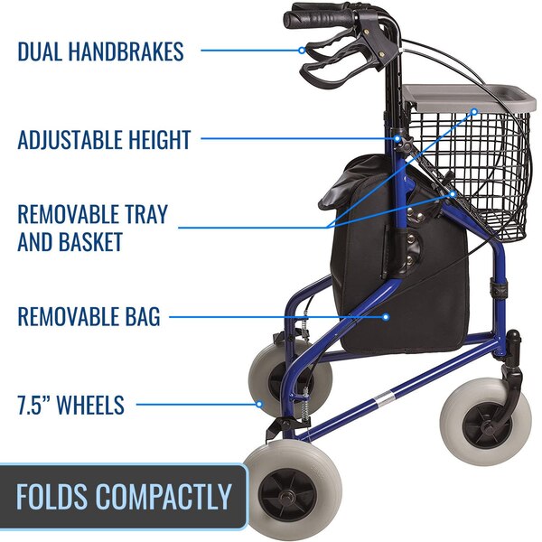 DMI 3-Wheel Aluminum Rollator Basket 