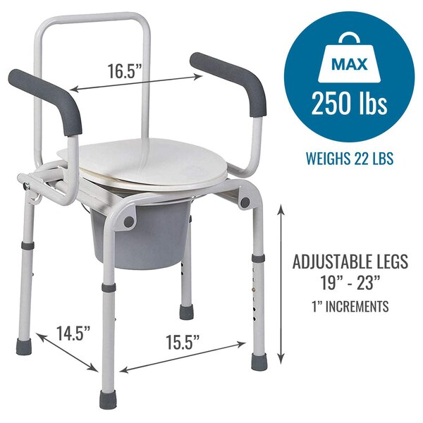 DMI Deluxe Steel Drop-Arm Commode