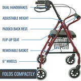 DMI Lightweight Folding Aluminum Rollator Walker, thumbnail image