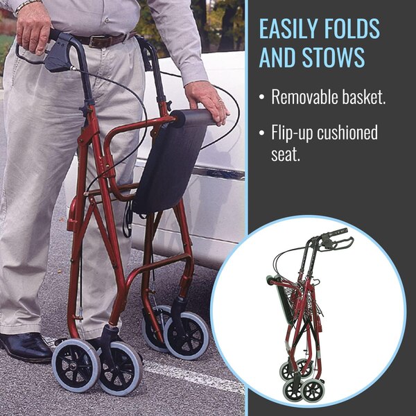 DMI Lightweight Folding Aluminum Rollator Walker
