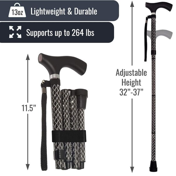 DMI Switch Sticks Engraved Cane, Black