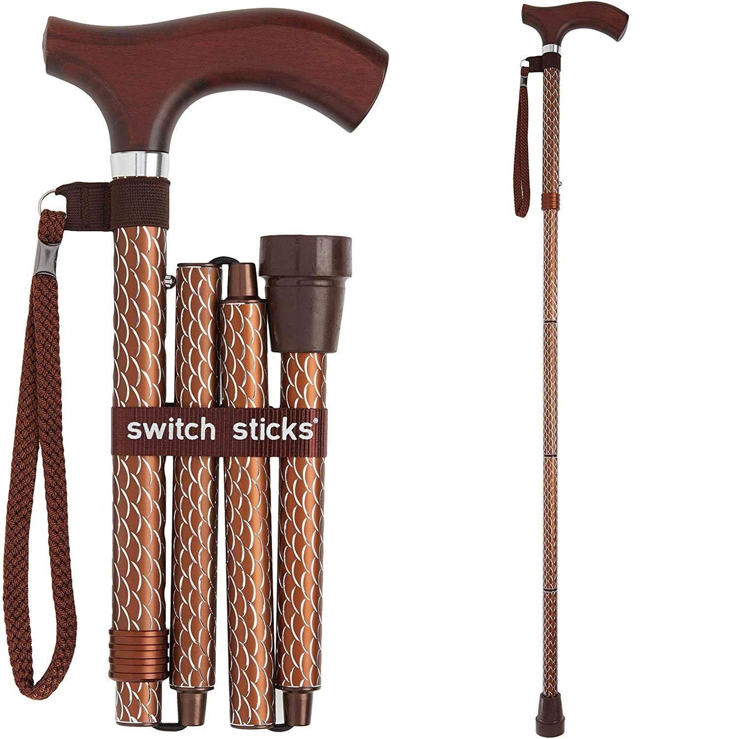 DMI Switch Sticks Engraved Cane, Cognac