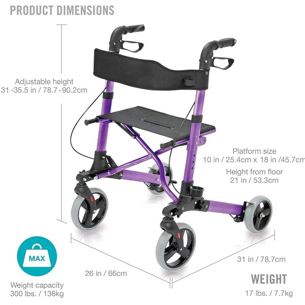 Mabis Eurostyle Purple Rollator