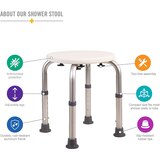 HealthSmart Compact Lightweight Shower Stool with Germ Protection, White, thumbnail image